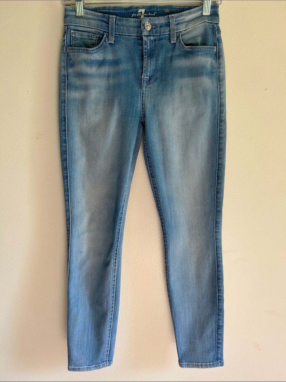 Seven for all Mankind 7Fam the Midrise Cropped Skinny Jeans Size 26 - Picture 3 of 11